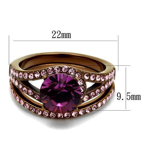 TK2745 - IP Coffee light Stainless Steel Ring with Top Grade Crystal