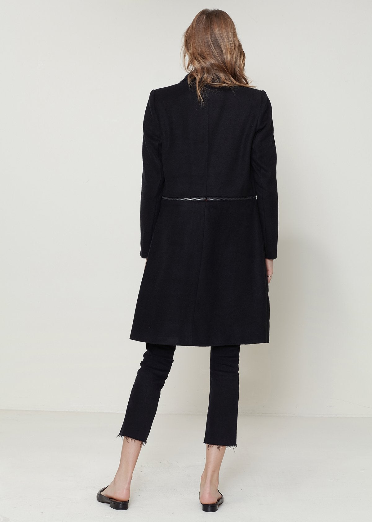 Women's Wool-blended Open Front Jacket In Black